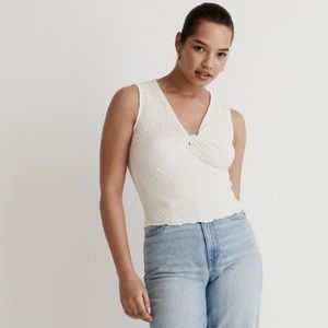 Madewell popcorn knit twist front sleeveless crop top